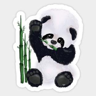 Panda Bear baby eating and waving tenderly Hoodie Sticker